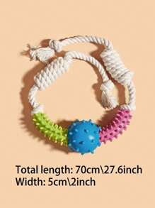 1pc Pet Chewing Rubber Rope Toy (Including Spiked Ring & Ball, Random Color Combination) For Small Dogs, Used For Grinding Teeth And Boredom Relief - Multicolor - View 2