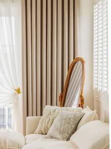 Cortina transparente de jacquard con patrón de espiga de 1 panel, protección de la privacidad, adecuada para sala de estar y dormitorio, bloqueando la luz y los rayos ultravioleta - Albaricoque - Ver 1