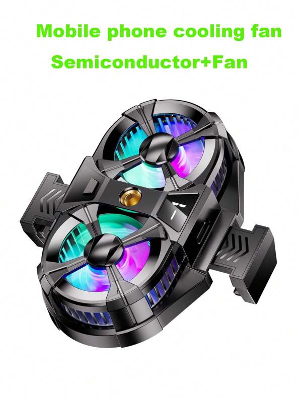 1 pieza Soporte con ventilador de enfriamiento para smartphone en negro con pantalla de temperatura, ventiladores duales de doble núcleo, clip de enfriamiento semiconductor para accesorios de juegos electrónicos y deportivos silenciosos, enfriador de teléfono