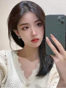 1 對法式復古黑白格子圓形耳環,精緻優雅的女士日常時尚配件