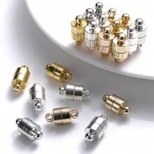 10pcs Magnetic Buckle Cylindrical End Buckle Connector with Magnetic Buckle Rope Chain DIY Bracelet Necklace - Gold - View 6