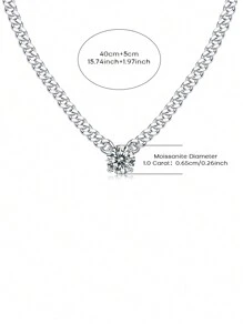 1件莫桑石项链，925银嘻哈链，男女通用锁骨链，可个性化定制，父亲节、情人节、周年纪念日、生日礼物，附证书，结婚订婚新娘首饰，水钻钻石项链 - 銀色 - 查看 6