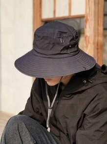 1 件男士深灰色登山、露营和渔夫帽，简约而时尚，适合日常穿着 - 深灰色 - 查看 2
