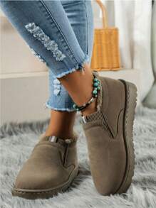 女士雪地靴2023新款冬季加厚麵包鞋低幫保暖鞋