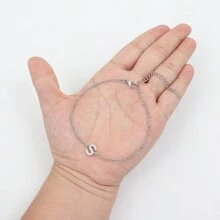1 Miếng Hợp thời Màu bạc Màu sắc Lát sân Ban đầu Thép không gỉ Vòng cổ dây  Đối với phụ nữ - Bạc - Xem 2