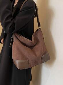 Fashion Casual Versatile Retro Solid Color Women Shoulder Bag - Coffee Brown - View 4