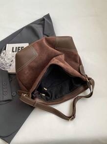 Fashion Casual Versatile Retro Solid Color Women Shoulder Bag - Coffee Brown - View 8