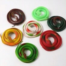 1入隨機顏色逼真橡膠蛇惡作劇有趣小創意玩具,軟橡膠材質 - 彩色 - 查看 1