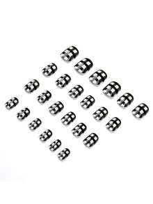mejora su estilo - 24 piezas corto de cuadros Uñas Set ( ) + 1 rollo de Cinta de uñas + 1 pieza Limas para uñas incluido - Blanco y Negro - Ver 2