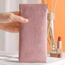 1 件装皮革太阳镜袋，便携式自动闭合眼镜收纳袋，适用于太阳镜、眼镜、护目镜，粉色