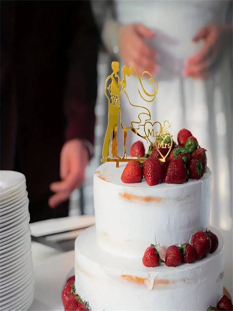Topper per torta personalizzato, 10 set di decorazioni per torta di compleanno, in acrilico, a forma di cuore, dorate, decorazioni per torte per matrimoni, anniversari, feste a tema (stile A