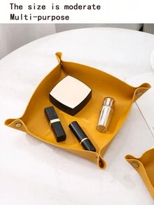 1 Pieza Bandeja De Almacenamiento De PU Amarillo - Amarillo - Ver 1