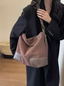 Fashion Casual Versatile Retro Solid Color Women Shoulder Bag - Coffee Brown - View 2