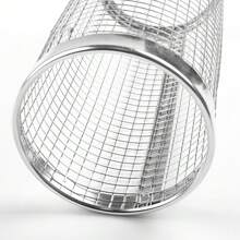 1pc Round Barbecue Basket Smoker Box Outdoor Bbq Smoke Box Portable Grilling Mesh With Rotating Cylinder - Silver - View 6