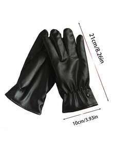 1 件装新款冬季触屏保暖 PU 手套，男女款，加厚保暖内衬骑行手套