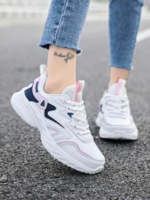 女士運動鞋，輕盈舒適防水皮革鞋面跑鞋，防滑奶奶鞋旅行，時尚百搭 - 彩色 - 查看 1