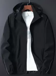 男友风男士防风防水户外运动夹克 - 黑色 - 查看 1