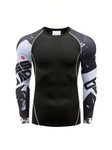 Boyfriend Style Men's Sporty Compression Breathable Long Sleeve T-Shirt Gym Clothes Boyfriend Style Men Basic T Shirt