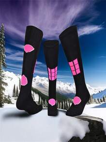1pc Thick Winter Ski Under-the-knee Socks For Warmth - Hot Pink - View 6