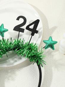 New Arrival Green 2024 Number And Pentagram Design New Year Headband