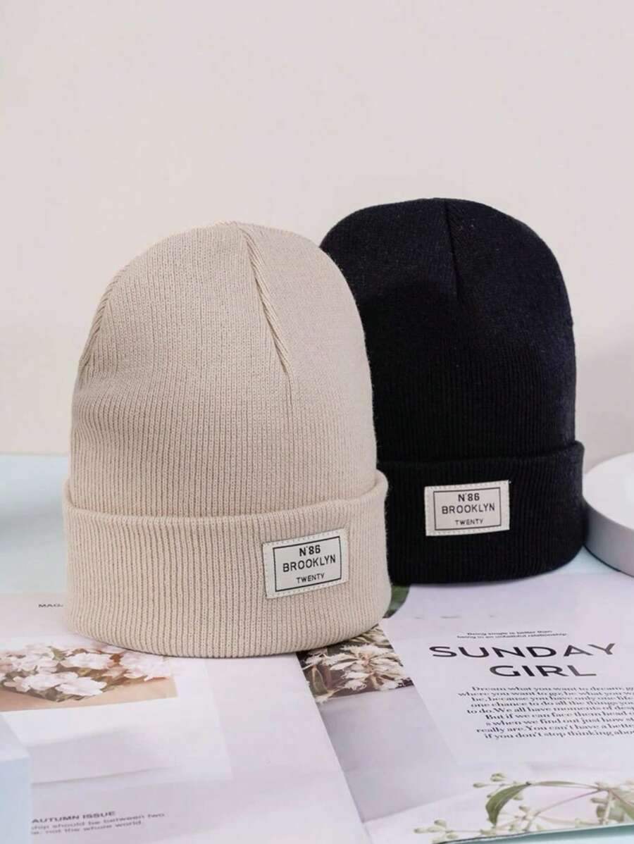 2 Miếng Không giới tính Y2K Phong cách Mũ Beanies Cho nam giới Với Chi tiết thêu , Ấm áp & Thân thiện Mùa Đông Mũ Hoàn hảo Đối với Hằng ngày Đi làm Và Các hoạt động ngoài trời - Nhiều màu - Xem 1