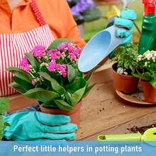 2入組藍色盆栽土耙,塑料花園土耙,顏色小型土耙,園藝工具