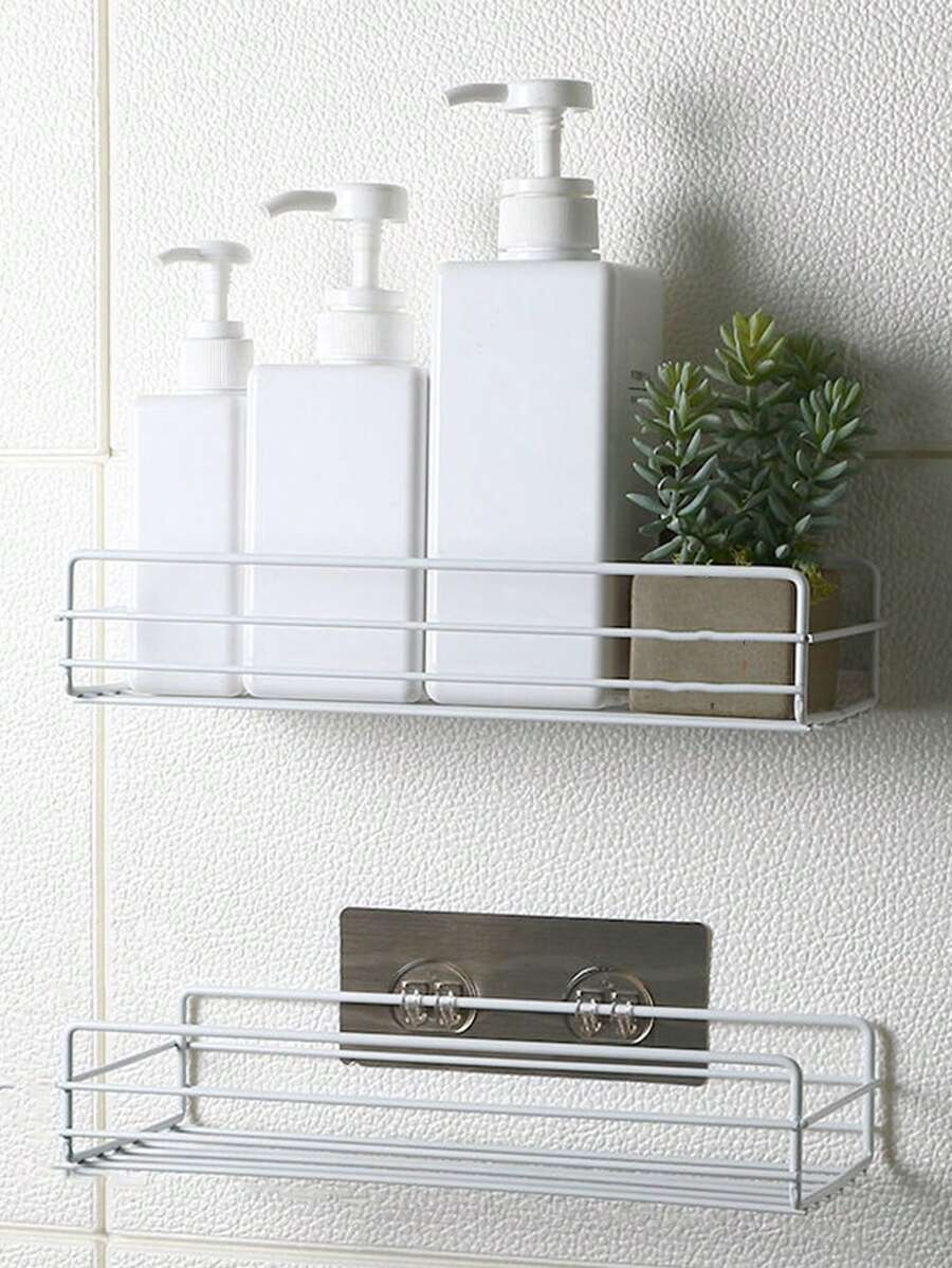 1入組防銹浴室架帶膠黏劑-無痕安裝,浴室收納收納適用於洗髮水,護髮素,和 - 白色 - 查看 1