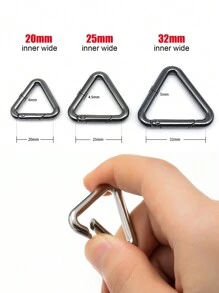 Metal Triangle Spring Ring Open Leather Bag Handbag Belt Strap Buckle Carabiner Connecnt spring coil - Silver - View 5