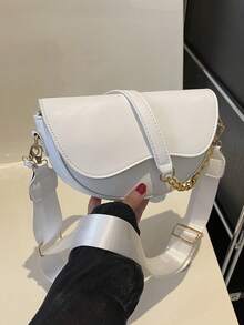 حقيبة كتف صغيرة جذابة بلون صلب بطية بسيطة للاستخدا...