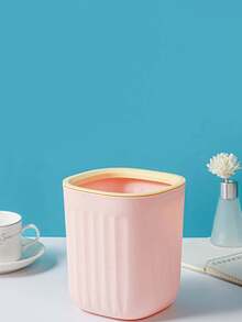 1pc Random Mini Light Luxury Desktop Simple Paper Basket For Living Room, Office, Car Or Household Use - Multicolor - View 4