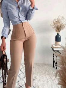 Pantalón de  Vestir De Pinzas - Camel - Ver 3