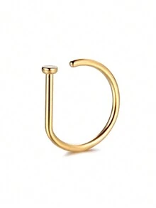 1入組金色不鏽鋼d形鼻環、唇環和耳環,女性日常佩戴的朋克西式穿透飾品