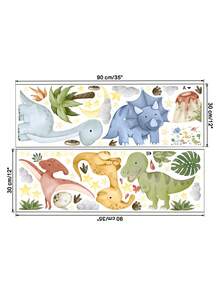 手繪創意彩色卡通恐龍自粘牆貼,適用於客廳、臥室、兒童房間牆壁裝飾 - 彩色 - 查看 3