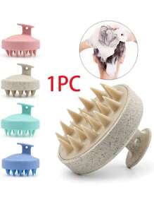 随机颜色头皮按摩刷，吸管可水洗头发清洁工具，硅胶洗发刷，头皮去角质磨砂膏，去屑，圣诞新年礼物，男女身体护理，适用于旅行、户外、运动、办公室、学校、发夹、发饰 - 彩色 - 查看 1