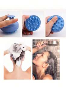 随机颜色头皮按摩刷，吸管可水洗头发清洁工具，硅胶洗发刷，头皮去角质磨砂膏，去屑，圣诞新年礼物，男女身体护理，适用于旅行、户外、运动、办公室、学校、发夹、发饰 - 彩色 - 查看 2