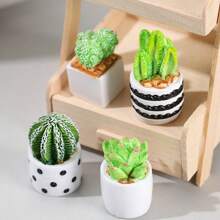 Conjunto De 13 Piezas De Plantas En Macetas De Cactus Para Decoración De Escritorio Interior, Incluidas Botellas Ecológicas Y Miniaturas De Flores Simuladas - Plantas de jardín de cactus suculentas, paquete mixto de 13 - Ver 6