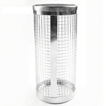 1pc Round Barbecue Basket Smoker Box Outdoor Bbq Smoke Box Portable Grilling Mesh With Rotating Cylinder - Silver - View 9