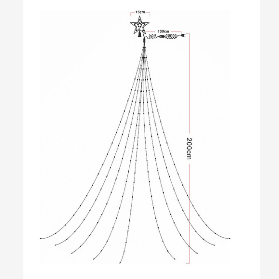 Five-Pointed Star Waterfall LED Christmas Lights - Multicolor - View 4