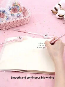3pcs Cute Pink Rabbit Theme Stationery Set Including Bookmarks, Ruler, Personalized Stickers, Sequin Pen - Pink - View 4