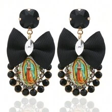 1pair Personalized Rhinestone Bowknot Dangle Earrings, Party Gift Jewelry - Oval - View 9