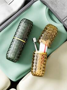 1個旅行配件便攜式防塵塑料電動牙刷架牙刷杯牙刷盒便攜式鑽石旅行牙刷杯-方便的漱口和牙刷存放衛生杯,適用於旅行,家用,露營,商務,男女適用。