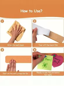 4pcs Long Strip, Felt, Bulletin Strip, Adhesive Strip, Bulletin Board, Chalkboard Bulletin Board, Office Strip Back To School