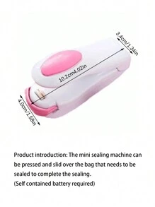 1pc Portable Mini Sealing Machine For Snack Plastic Bags And Food, Household Quick Sealer - Pink - View 4