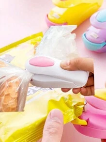 1pc Portable Mini Sealing Machine For Snack Plastic Bags And Food, Household Quick Sealer - Pink - View 5