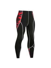 Men's Geometric Pattern Sportswear Set Gym Clothes Men, Athletic Suit, Tracksuit - Black - View 4