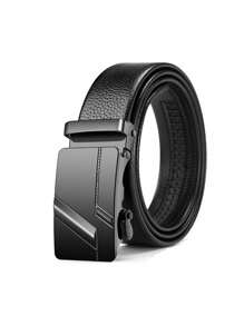 1pc Men's PU Leather Belt With Automatic Buckle, Casual Business Dress Belt For Middle-Aged And Young Men - Black - View 11