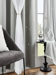 兒童房夢幻遮光星空窗簾,雙層窗簾,女孩臥室防眩光窗簾,女兒臥室公主窗簾