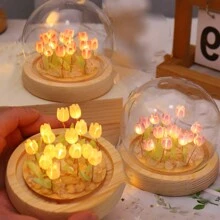 1入創意手工製作led燈郁金香夜燈diy套裝,適用於桌面裝飾和氛圍照明。是送給朋友、好友、生日和週年紀念的絕佳diy禮物 - 暖光(9朵鬱金香小夜燈) - 查看 4