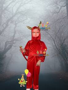Little Devil Child Costume Halloween, Day Of The Dead, Theme Party, Birthday, Carnival, Pastorela. - Red - View 2