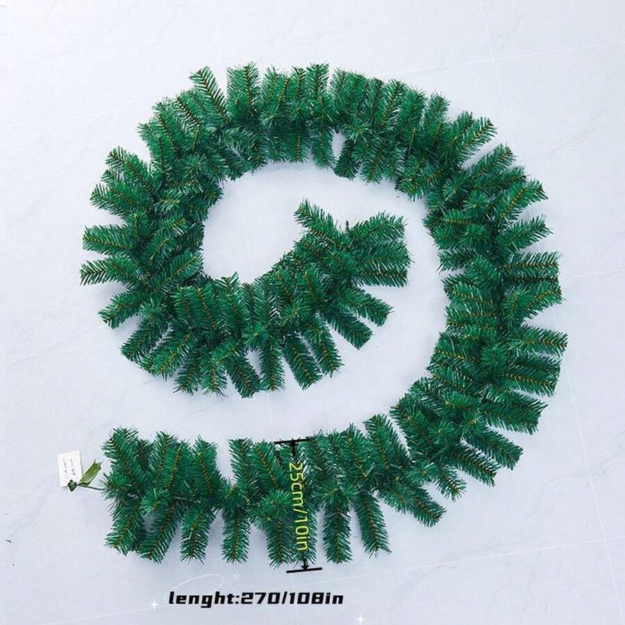 聖誕花環花圈diy,2.7米長藤蔓適用於酒店,商場,前門,樓梯裝飾 - 墨綠色 - 查看 1